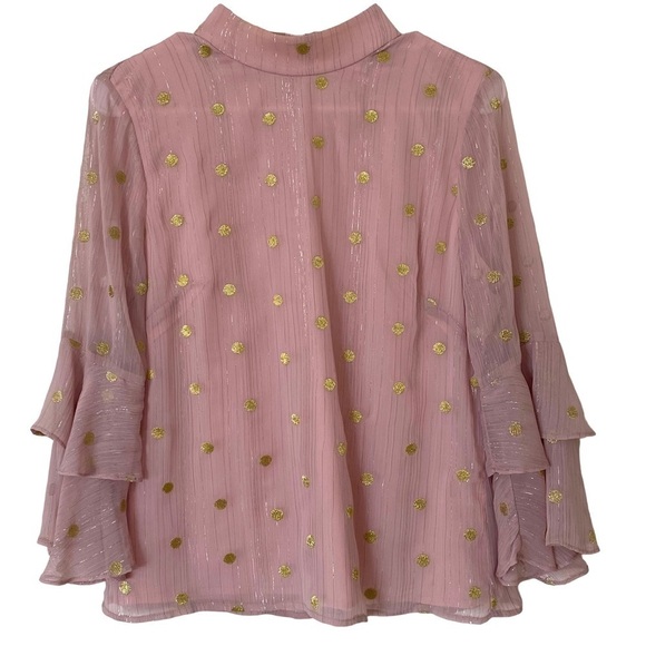 Anthropologie Hutch Philippa Polka-Dot Blouse in Blush, Size Small - Picture 2 of 14